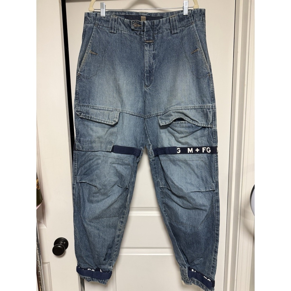 Vtg Marithe Francois Girbaud Mens Sz 36 Blue Denim Cargo Shuttle Tape Y2K Jeans